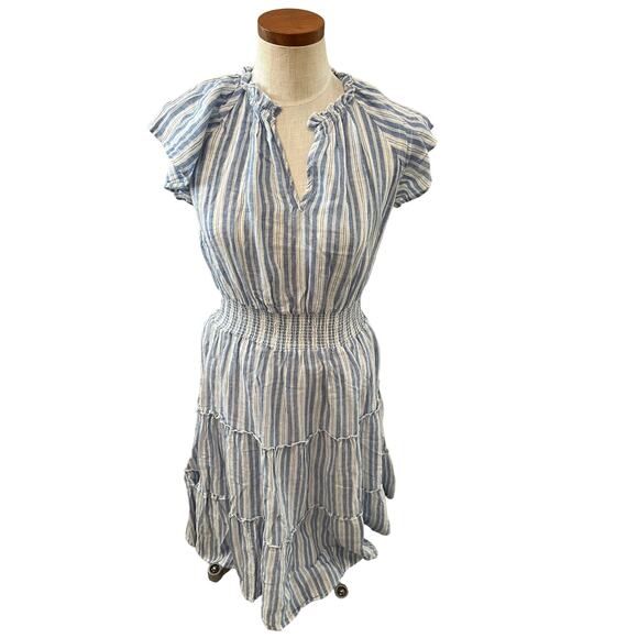 Rails Amellia New Haven Stripe Tiered Linen Blend Dress S - Picture 2 of 10